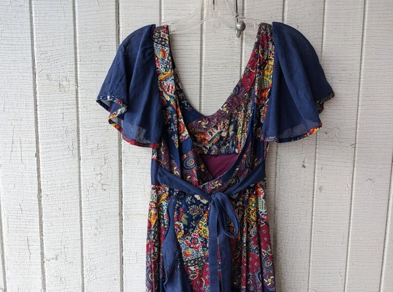 Patchwork Print Bohemian Wrap Dress - image 8