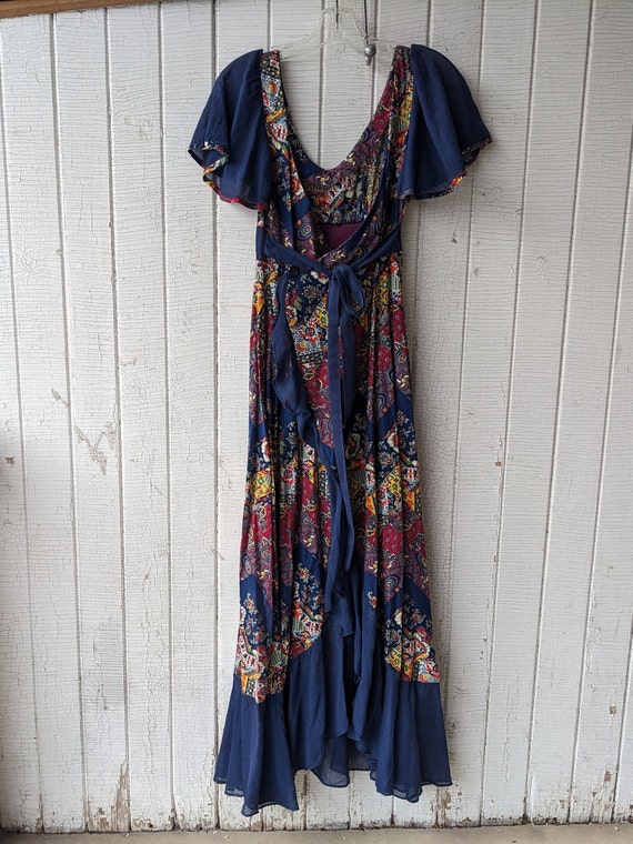 Patchwork Print Bohemian Wrap Dress - image 7