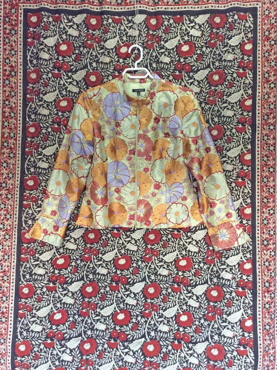 Silk Floral Embroidered Jacket