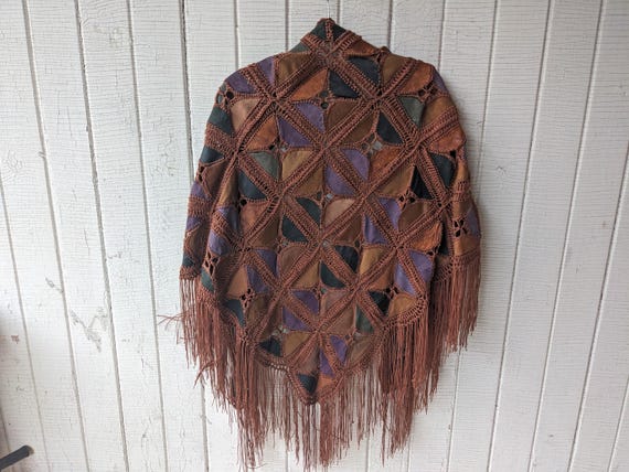 Lightweight Vintage Patchwork Crochet Leather Sha… - image 5