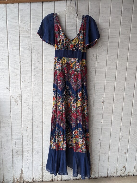Patchwork Print Bohemian Wrap Dress - image 5