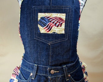 American Flag Themed Denim Apron