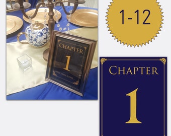 Beauty and the Beast Wedding Theme Table Numbers 1-12  - INSTANT DOWNLOAD - 5"x7"