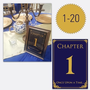 Números de mesa temática de boda de La Bella y la Bestia 1-20 - DESCARGA INSTANTE - 5&quot;x7&quot;
