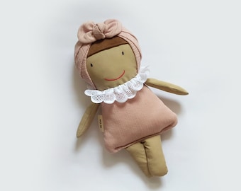 Mini Miranda, Doll, Fabric Doll, Soft homemade toys, Nursery Decor, Handmade Doll
