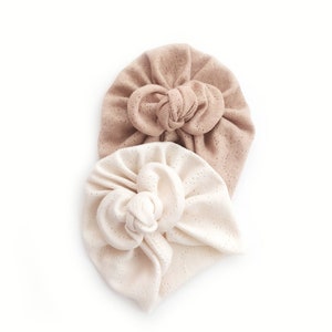 Set of 2 organic cotton turbans, undyed and hypoallergenic