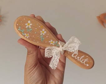 Personalized Baby Brush: Hand-Painted Soft Goat Bristles, Cottagecore Nursery