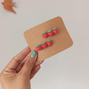 Handmade Strawberry Hair Clips, Set of 2 for Kids