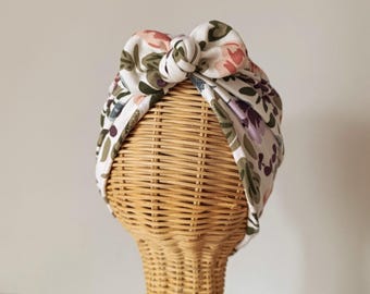 Carmela, Organic Cotton Turban, Oeko-Tex Certified, Floral Print, Elegant turban, Turban, Baby turban, All Sizes,  Autumn turban