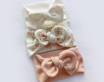3-Pack Organic Cotton Baby Headbands | Soft Knot | Newborn to Adult Size | Handmade Gift for Girls | Oeko-Tex Certified