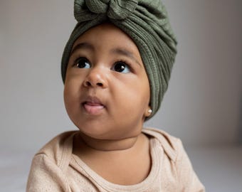 Green Winter Turban: Soft Bow Headband