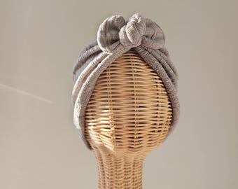 Grey Knit winter turban - Newborn to adult sizes