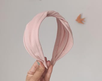 Pink, Handmade cotton headband, headpiece, Headband, Hair accessory, Boho chic headpiece.