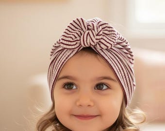 Striped  turban with bow - From New Born to adult