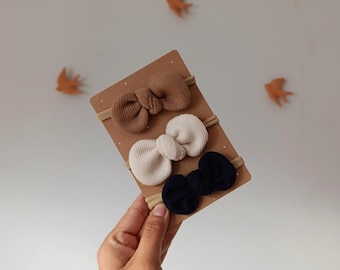 Dainty Newborn Bow Headband Set: Soft Cotton Ribbon