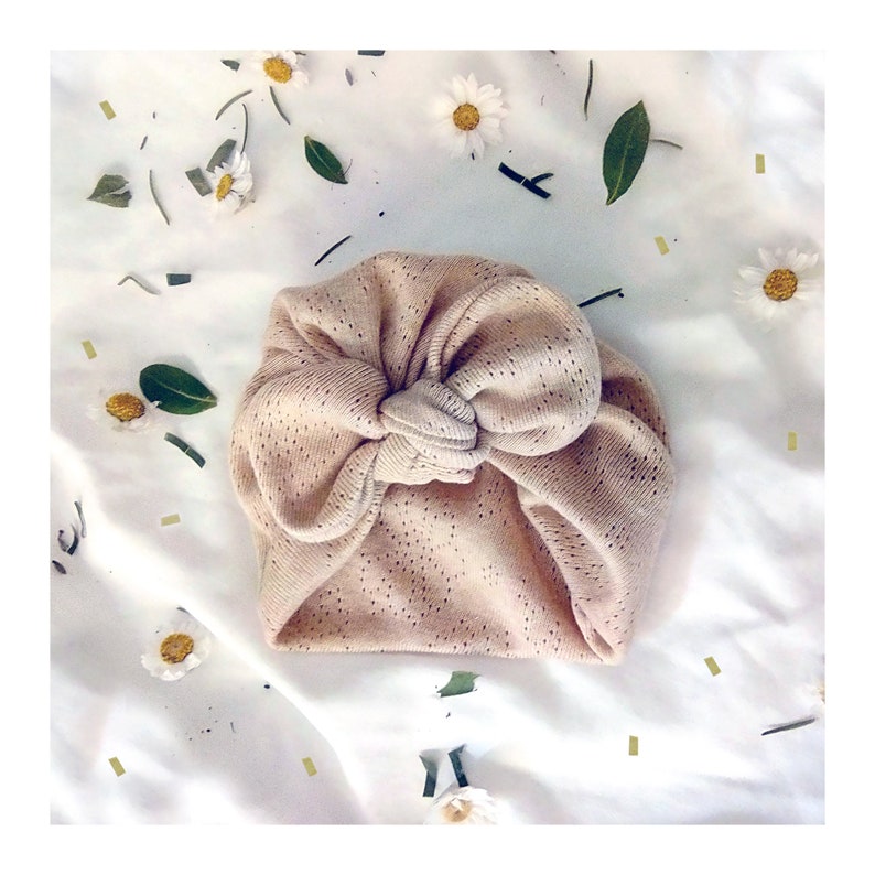 Adriana, Organic cotton, BIO, Bow Turban, New Born bow turban, turban, Bow Headband Hat, baby turban, Newborn hat, turban bébé, Brown zdjęcie 6