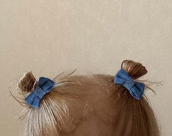 Mini Bow Hair Ties: Soft Elastic Bands for Baby's Fine Hair (Set of Two)