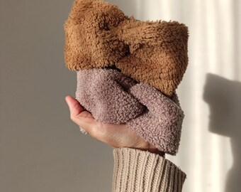 Two Pack Teddy Ear Warmers for Winter -  Baby to Adult Sizes