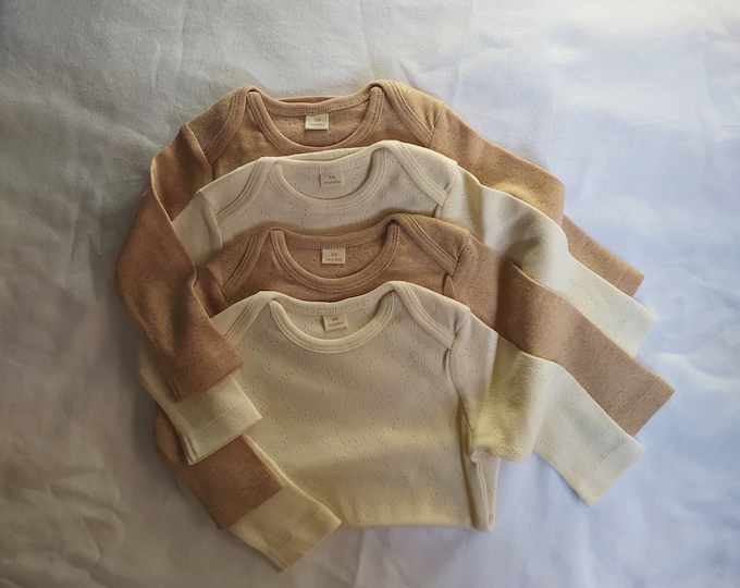 Featured listing image: Pack of 4 organic Bodysuits - Unbleached/Undyed , 100% Natural