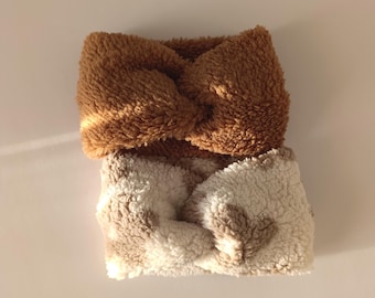 Two Pack Teddy Ear Warmers for Winter -  Baby to Adult Sizes