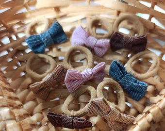 Mini Bow Hair Ties: Soft Elastic Bands for Baby's Fine Hair (Set of Two)