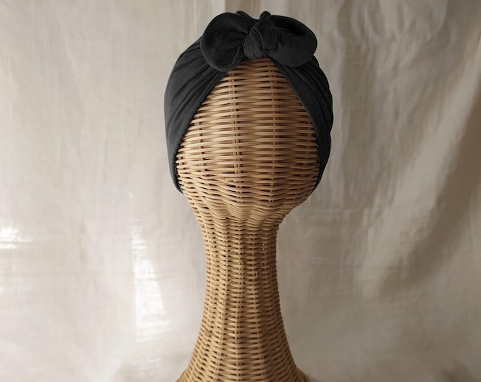 Featured listing image: BLACK SWIM CAP , Water Turban, Pool & Beach Quick Dry Headwrap, Swimming Cap