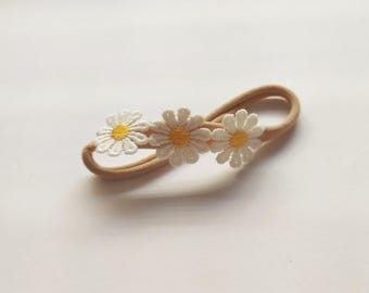 Daisy Flower Headband: Extra Soft Elastic Nylon