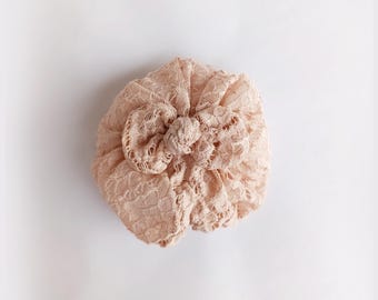 Runa Lace Pink Turban,  All Sizes,  Stretchable, Handmade Headwrap