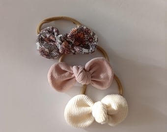 Baby Bows, Newborn Baby Bow Set, Dainty Baby Bow Headband, Cotton Ribbon Baby Bow, Baby Headband Bow, Bow, Girl Baby Shower Gift