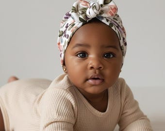 Organic Cotton Floral Turban: Soft Jersey Knit, Oeko-Tex Certified