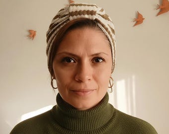 Soft striped crochet turban — breathable elegance for every woman