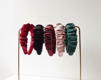 Scrunchie Headband - ruffle headband- Velvet Headpiece