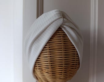 Aiko Hana - Handmade Ribbed Turban for Women,  Elegant Comfortable Headwrap, Stays in Place, Soft & Stretchy Fabric