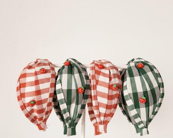 Strawberry Gingham Headband - Headpiece