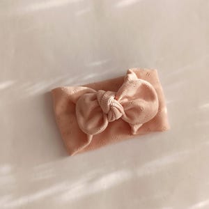 Aranxa Headband, Blush Pink Organic Cotton Headband, Baby to Adult Sizes, Eyelet Knit, Oeko-Tex Certified, Handmade in Spain