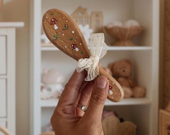 Personalized Hand-Painted Baby Brush: Soft Goat Bristles, Cottagecore Gift