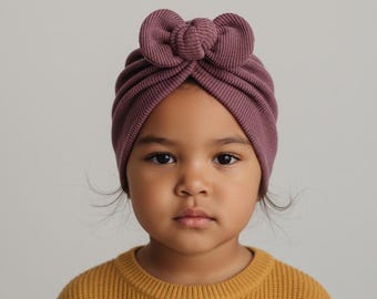 Dusty mauve turban with bow - From New Born to adult -Autumn Collection