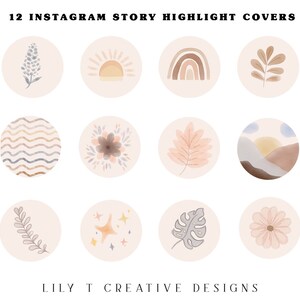 12 Instagram Story Highlight Cover Icons | Watercolor | Boho | Neutral | Floral | Social Media Icons | Aesthetic | Highlight Icons | Plants