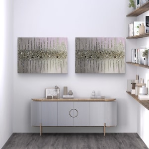 wall art glitter painting silver metallic painting silver art, glass art glam art neutral painting Z gallery inspired  art holographic