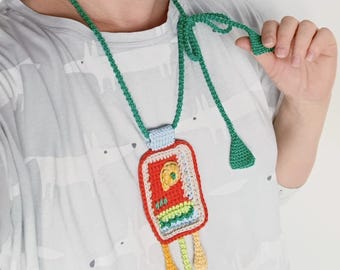 Crochet Necklace Pattern PDF, Scrap Yarn Jewelry