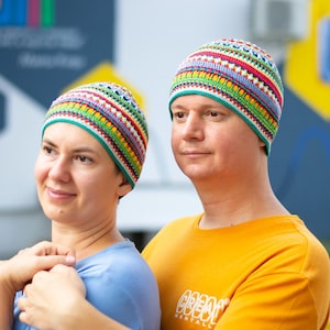Scrappy Crochet Beanie Pattern, Striped Hat with Written and Graph Instructions in US Terms, Fingering Weight PDF for Colorful Summer Cap