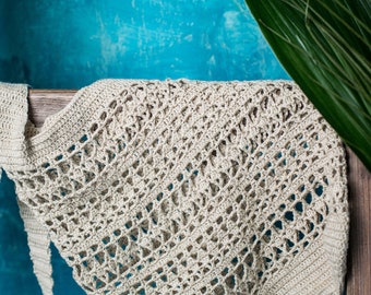 Crochet Tote Bag Pattern – Lacy Shoulder & Beach Bag "Diamond Weave" for Intermediate Crocheters