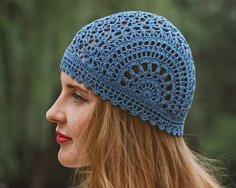 Juliet Mesh Beanie Cap Project, Summer Womens Hat How to Crochet Guide,  Instant Download PDF Pattern, Handmade Crochet Skull Hat Instruction