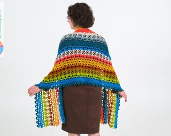 Modular Crochet Shawl Pattern: Lace Wrap "Hue Shift" Design