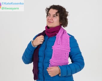 Crochet Scarf Pattern "Fizzy Vee": Textured Mosaic & V-Stitch Scarf – Cozy Modern Winter Accessory PDF