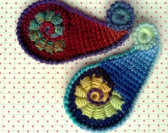 Crochet Paisley Spiral - Step By Step Crochet Paisley Pattern PDF - Crochet Motif Written Pattern - How To Crochet Persian Pickles Pattern