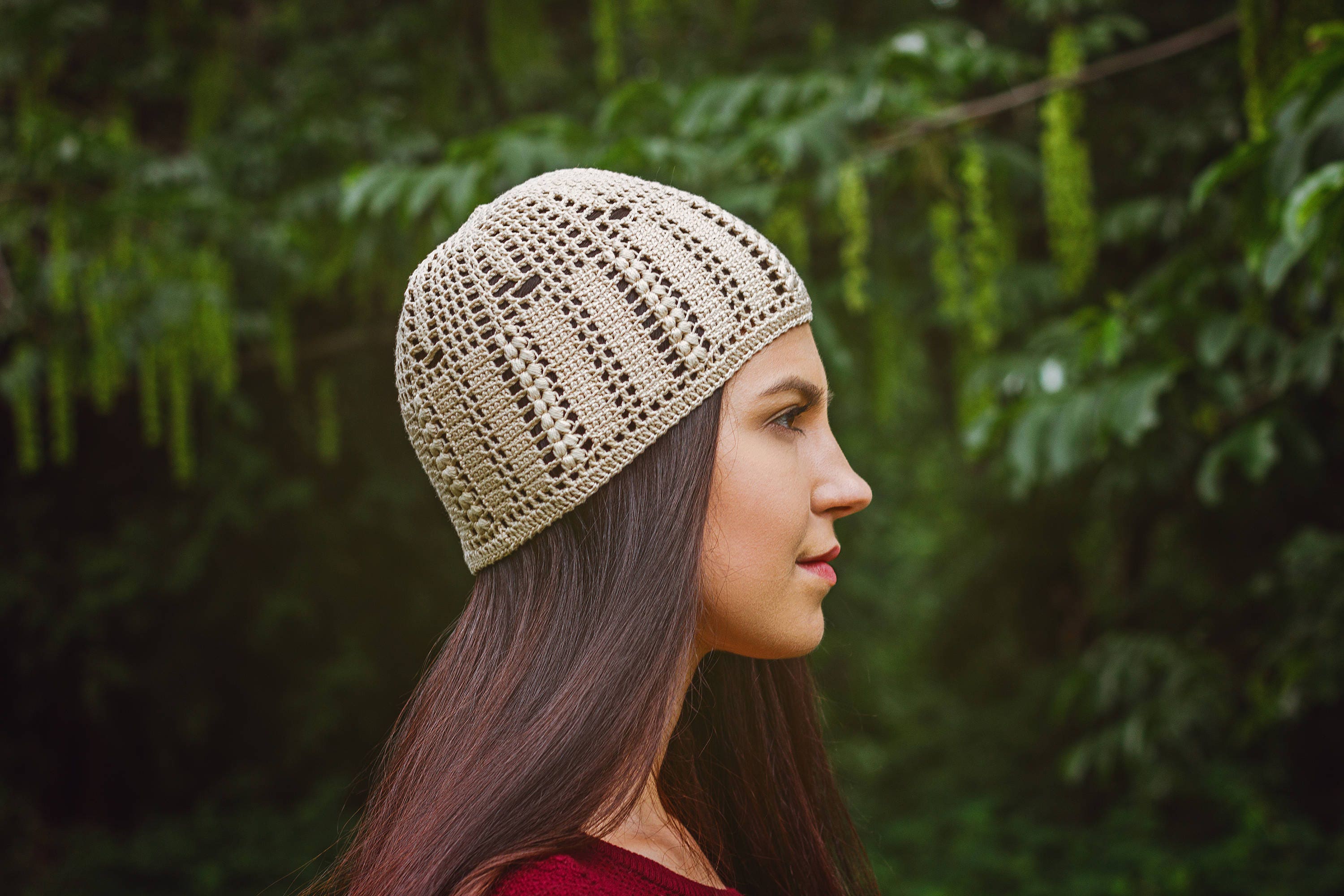 Crocheted Cap Hat For Sunny And Windy Weather Beige Womens Etsy