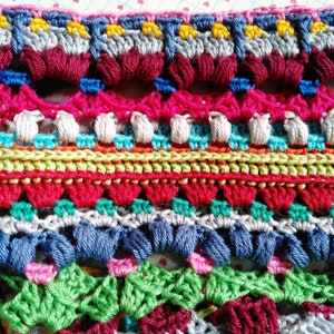 Close-up photo of colorful crochet piece