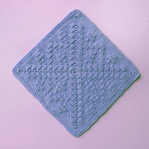 Textured Crochet Square Pattern with Geometric Design Based on Overlay Mosaic Technique (Working in BLO and FLO) Easy to Follow Graph Scheme