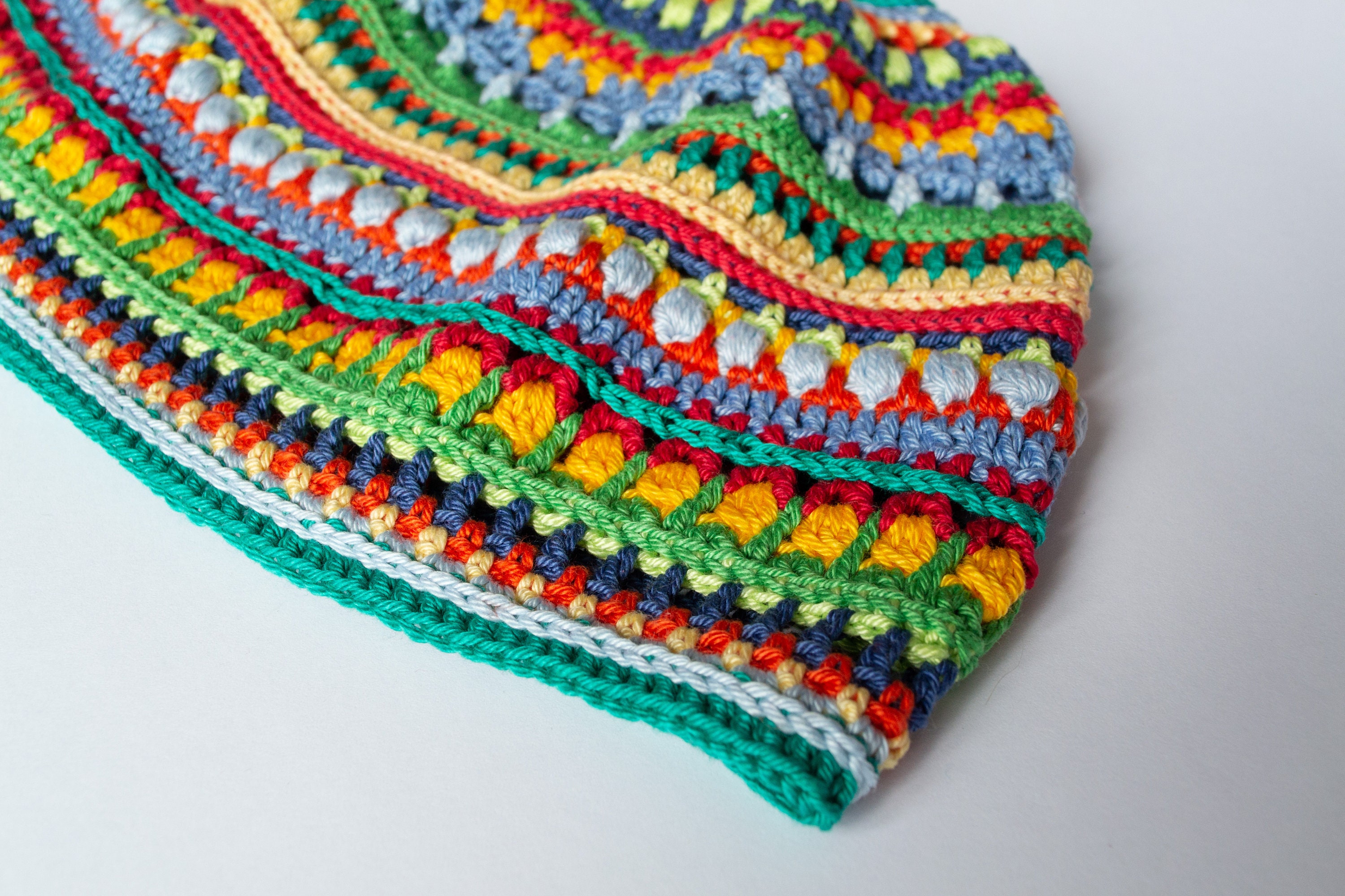 Colorful Cotton Beanie, Unisex Stripes Hat, Funky Crochet